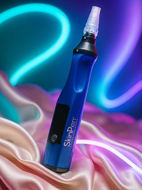 microneedling device featured in BWA silk and neon lighting