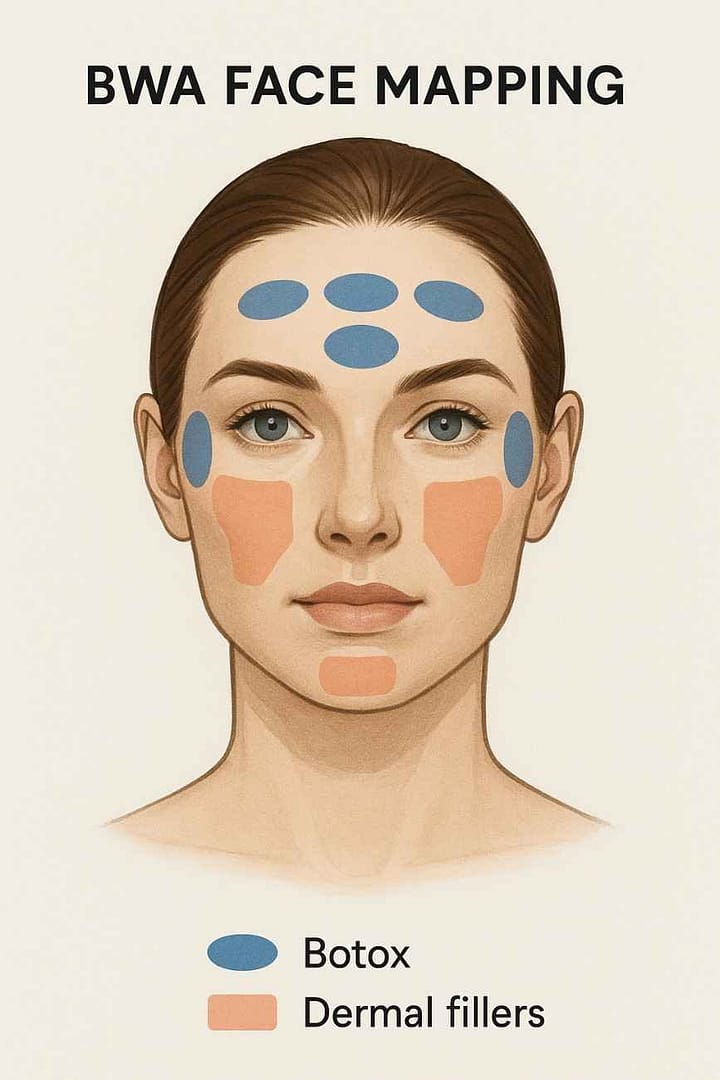 diagram where to get botox vs dermal fillers